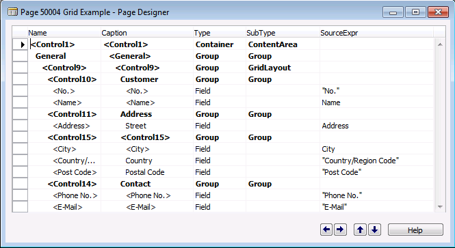 Page Designer for GridLayout of sales order